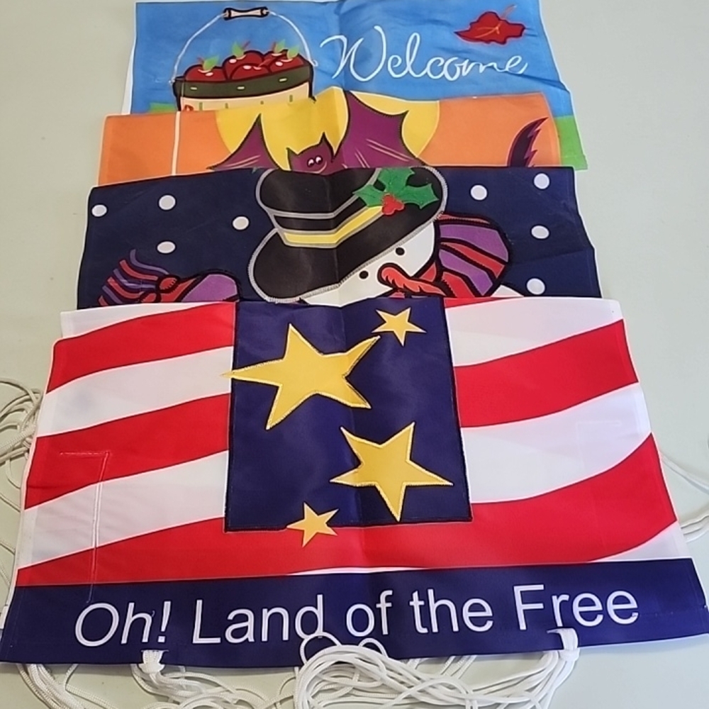 Festive Seasonal Garden Flags Set